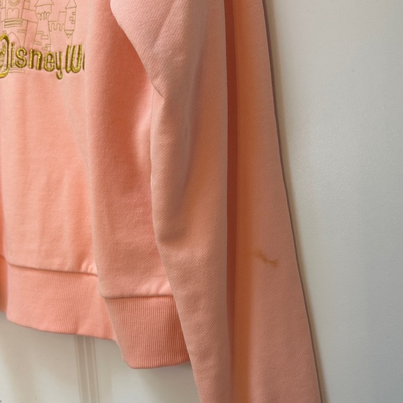 Disney Peach Sweatshirt with Castle Design stain on sleeve - Picture 4 of 10
